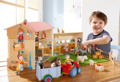 HABA 303130 Little Friends Bauernhof Traktor Rot 4 HABA 303130 Little Friends Bauernhof Traktor Rot – Bild 2